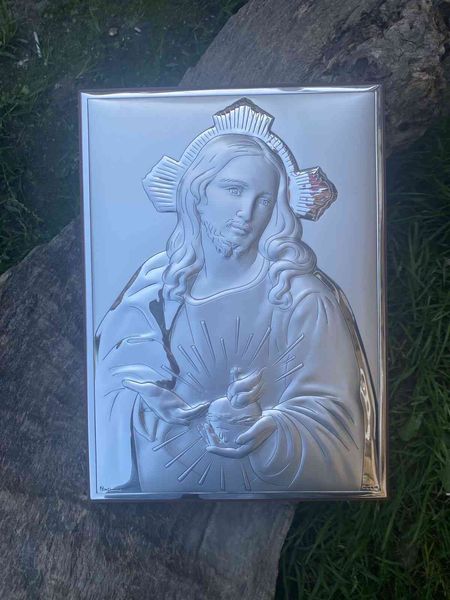 Срібна ікона Пресвяте Серце Ісуса (код C790 B2886) 19*26,5 см C790 B2886 фото