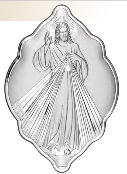 Серебряная икона Иисуса Божье Милосердие (код C792 B2921) 14,5*21 см C792 B2921 фото