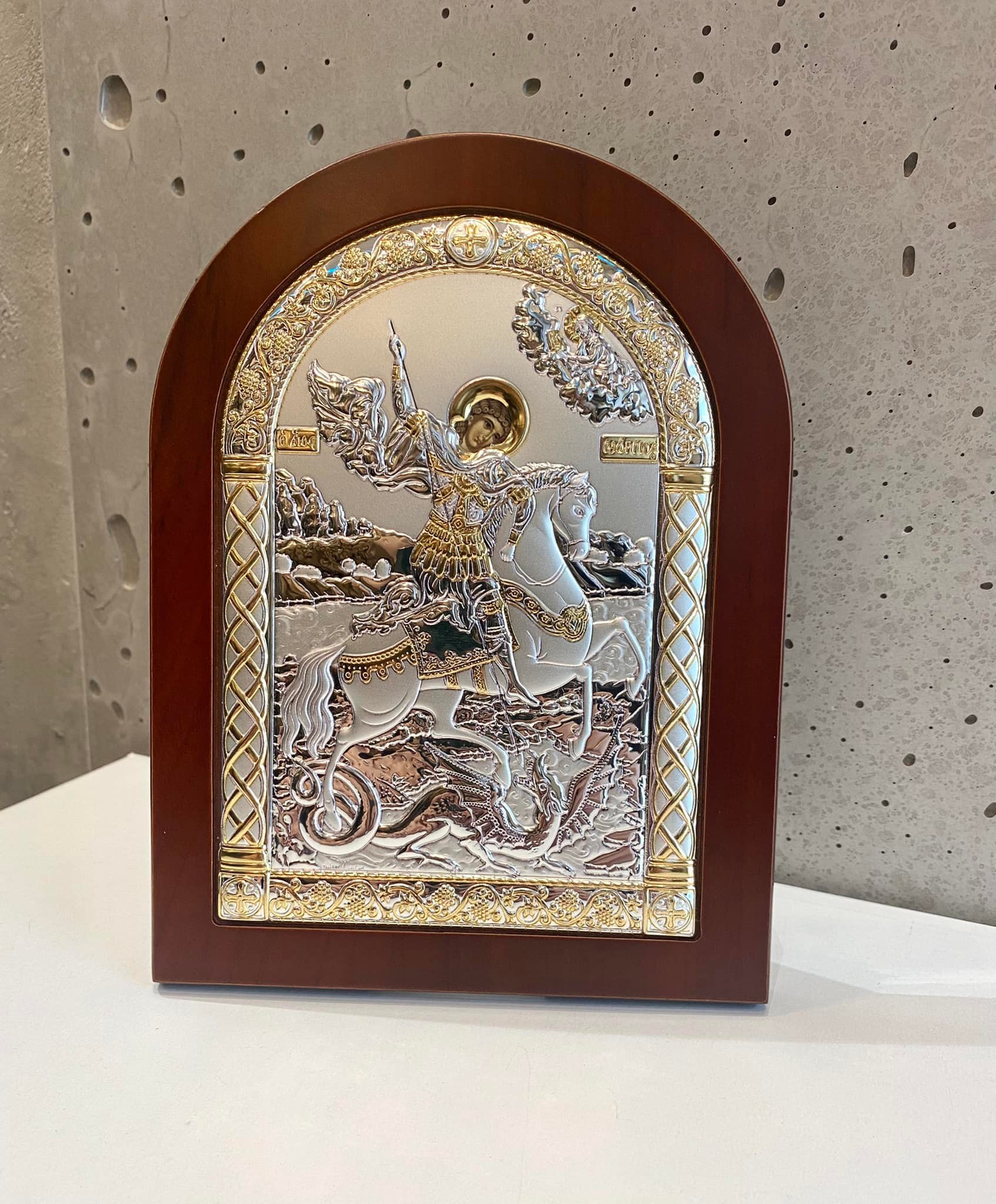 Срібна ікона Святий Георгій Побідоносець (код A-4 004 G K ) 14,7*19,7 см