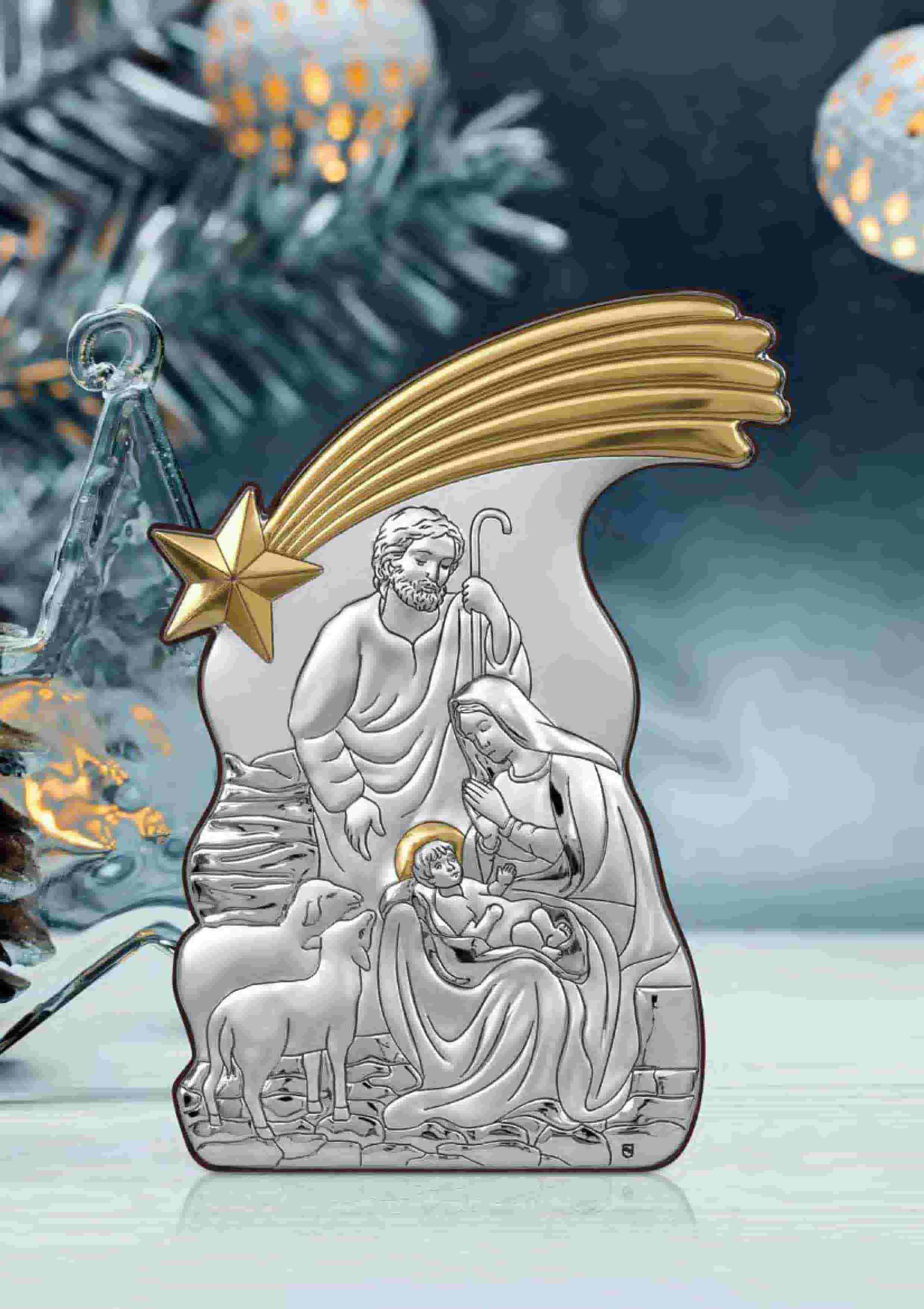 Срібна ікона Різдво Христове (С801 D1431 O) 7х10 см