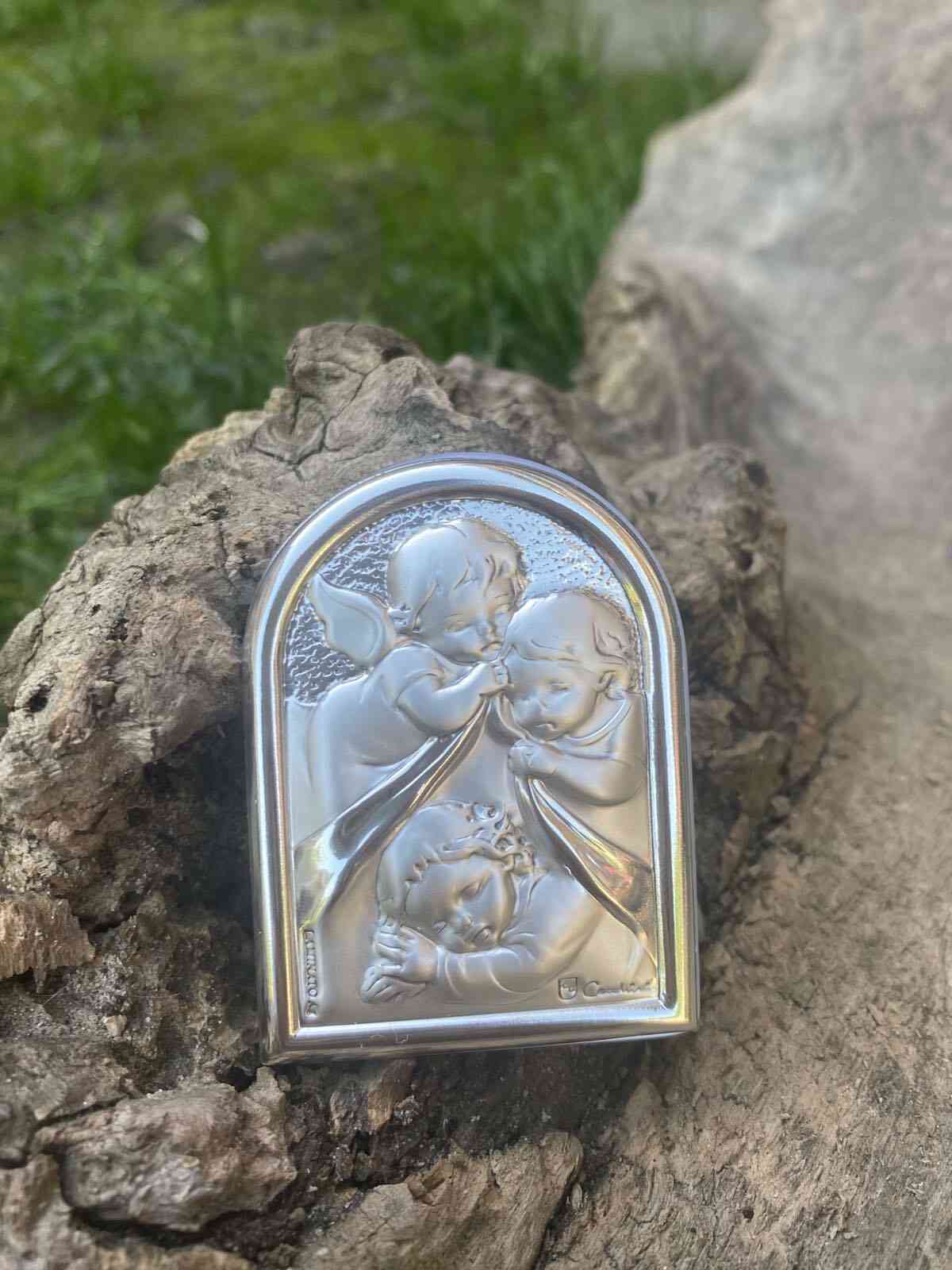 Срібна ікона Ангели біля дитини (код 1463 B005)