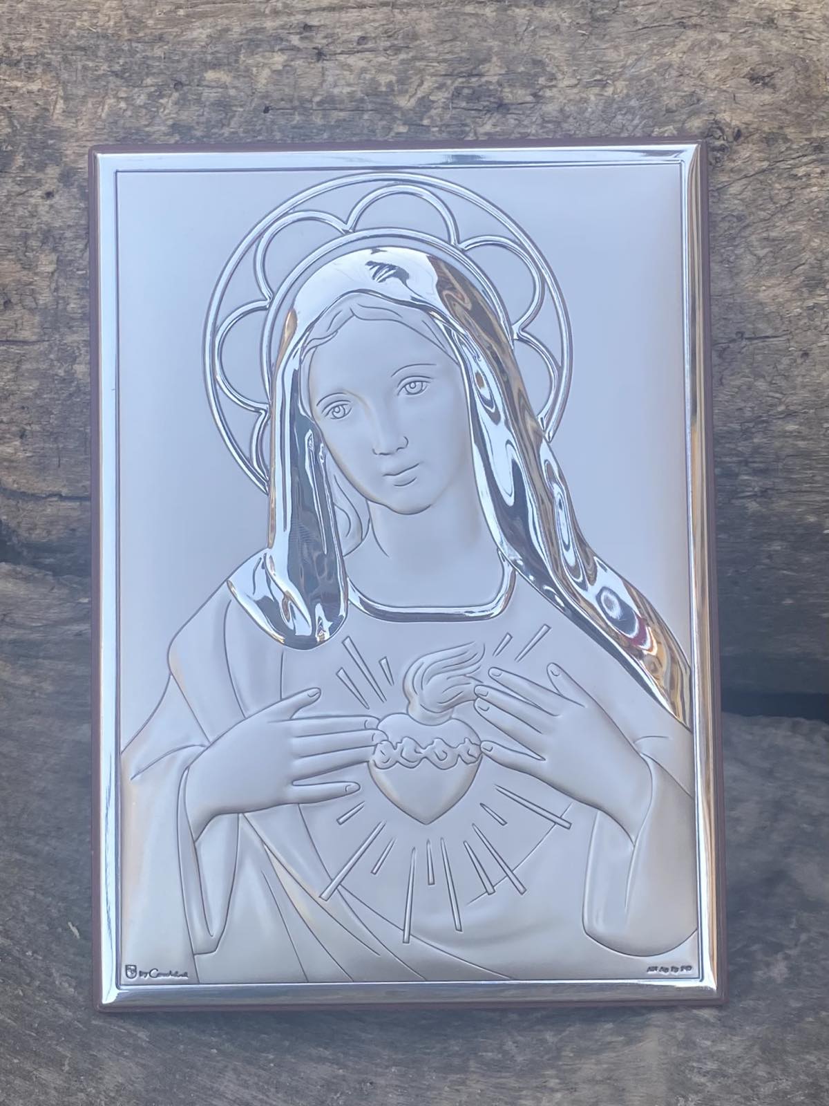 Срібна ікона Серце Марії (код С789 B2857) 13,5*18,5 см