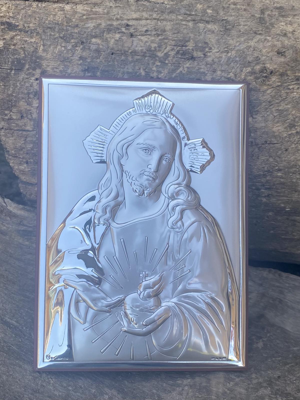 Срібна ікона Пресвяте Серце Ісуса (код C789 B2856) 13,5*18,5 см