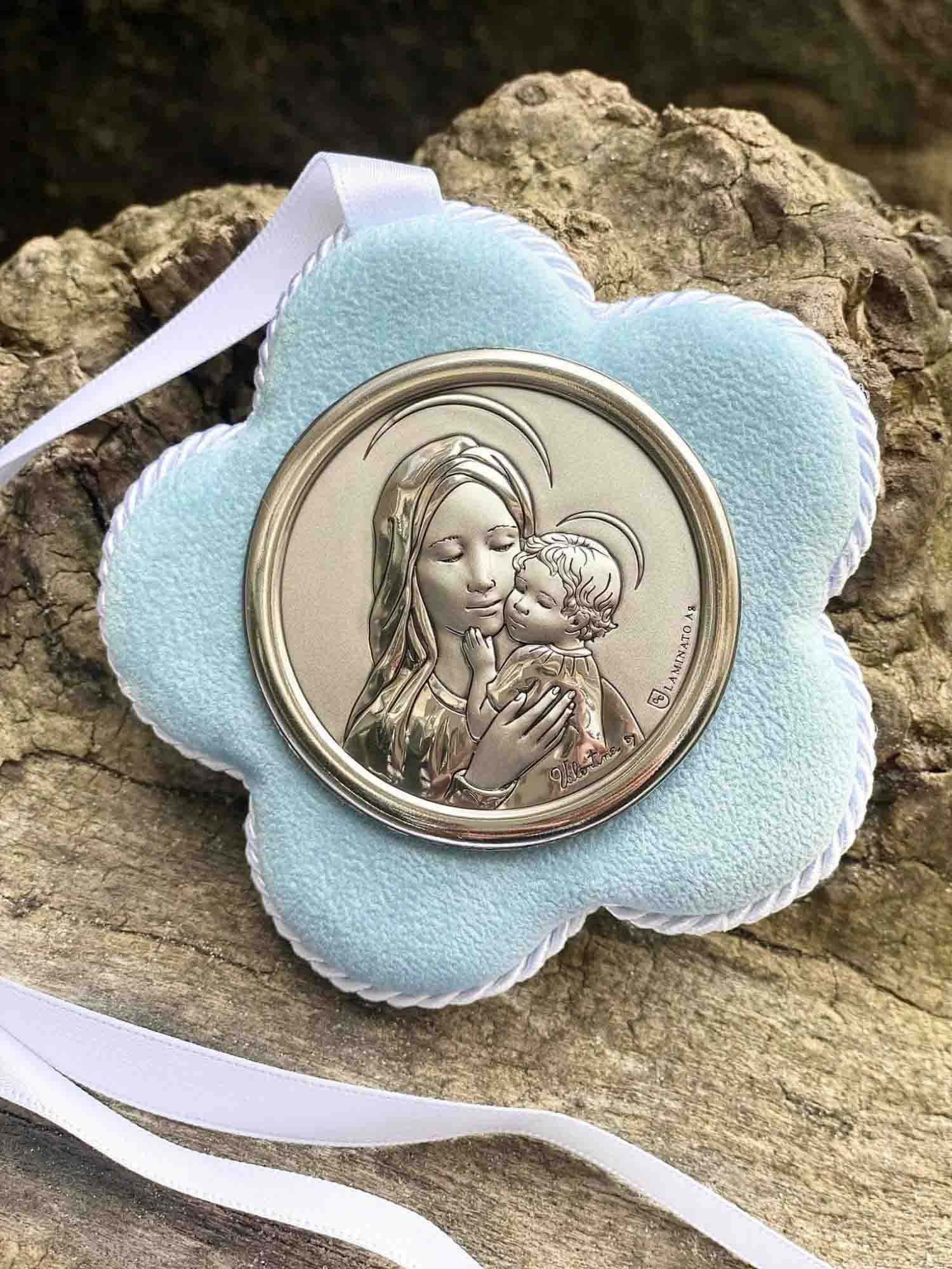 Ікона срібна дитяча Марія з Немовлям (код 1546 164 С)9 см