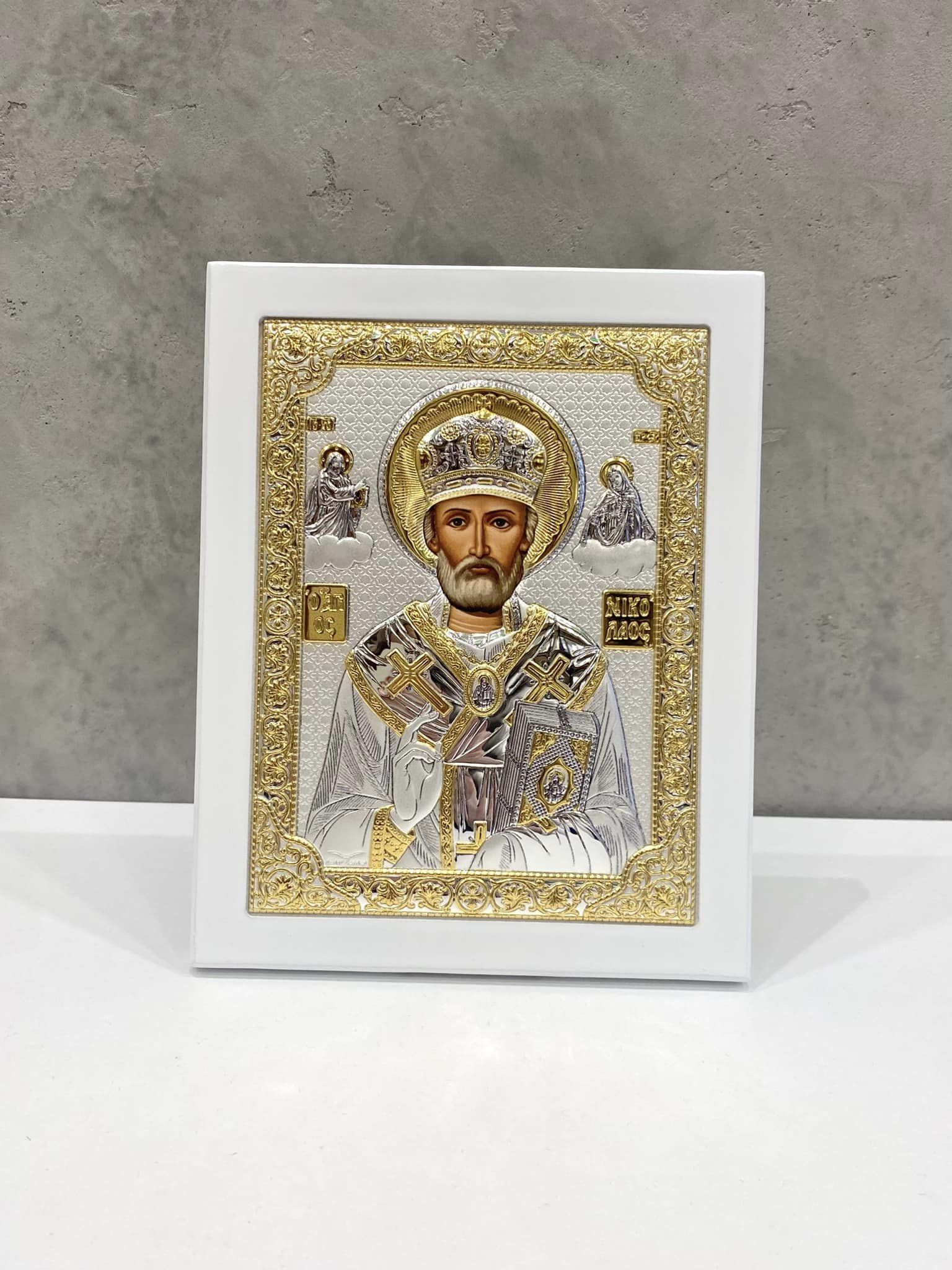Срібна ікона Миколая Чудотворця (код PR-3 003 GB)15*19 см