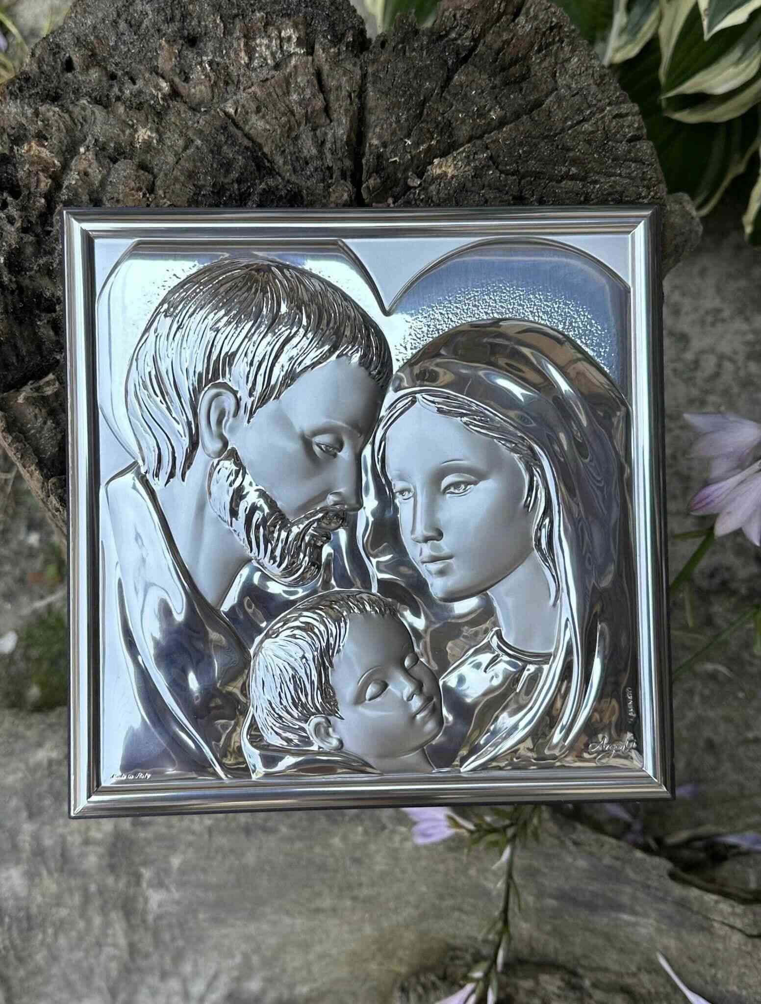 Срібна ікона Свята Родина (код 95082) 21*21 см
