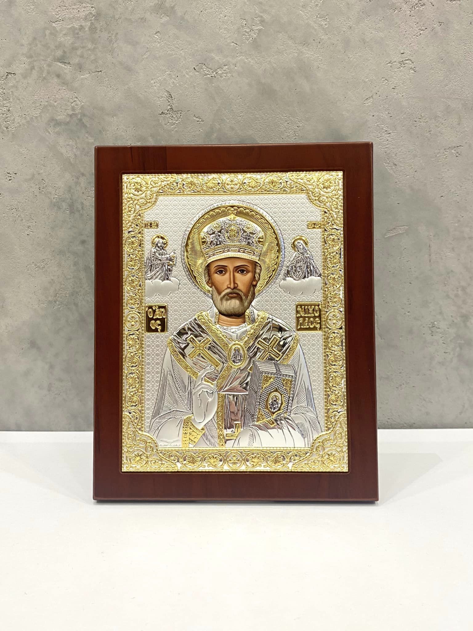 Срібна ікона Миколая Чудотворця (код PR-3 003 GK)15*19 см