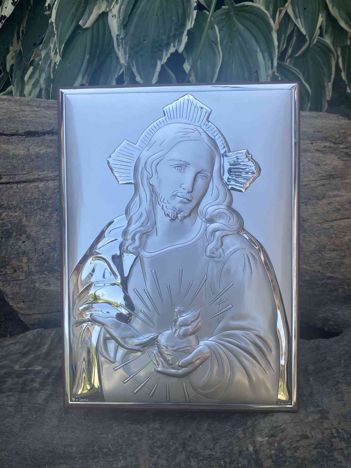 Срібна ікона Пресвяте Серце Ісуса (код C790 B2886) 19*26,5 см
