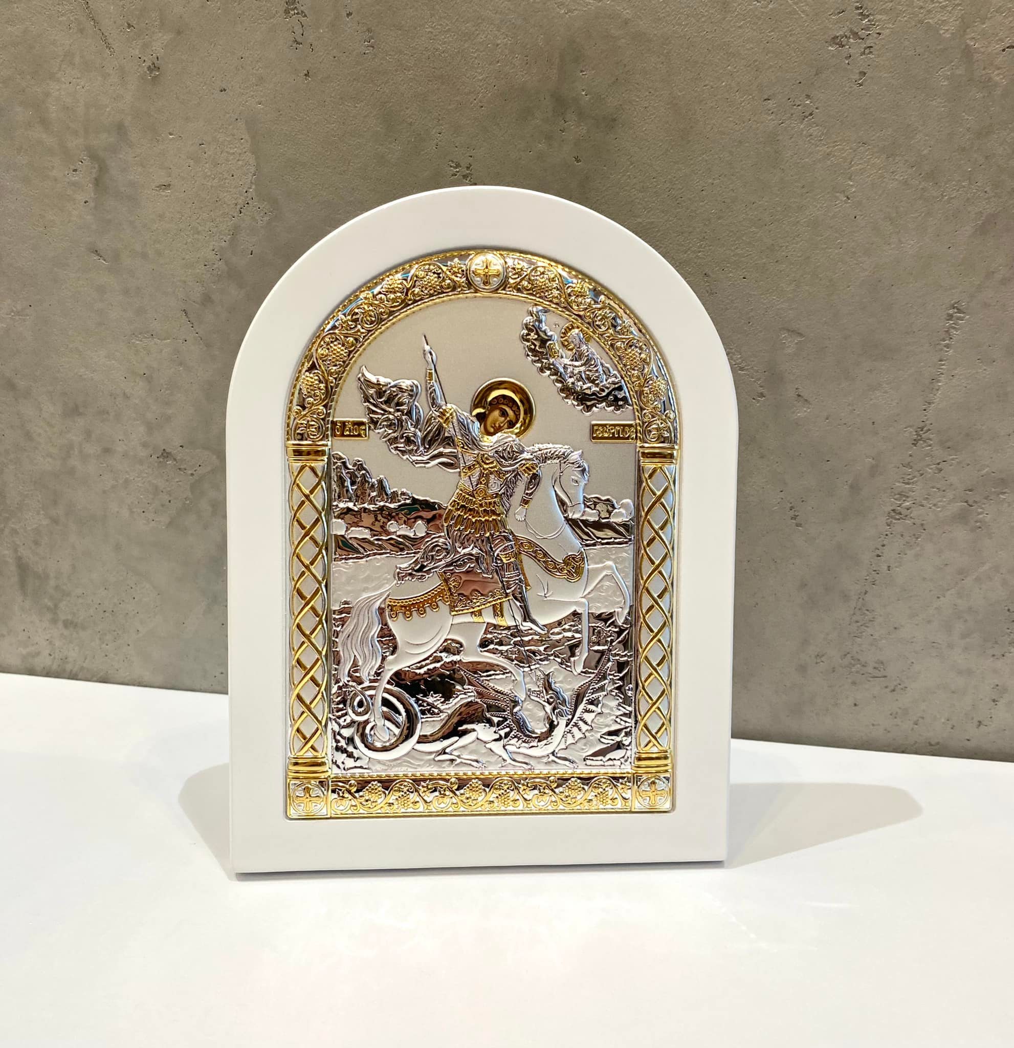 Срібна ікона Святий Георгій Побідоносець (код A-4 004 G B) 14,7*19,7 см