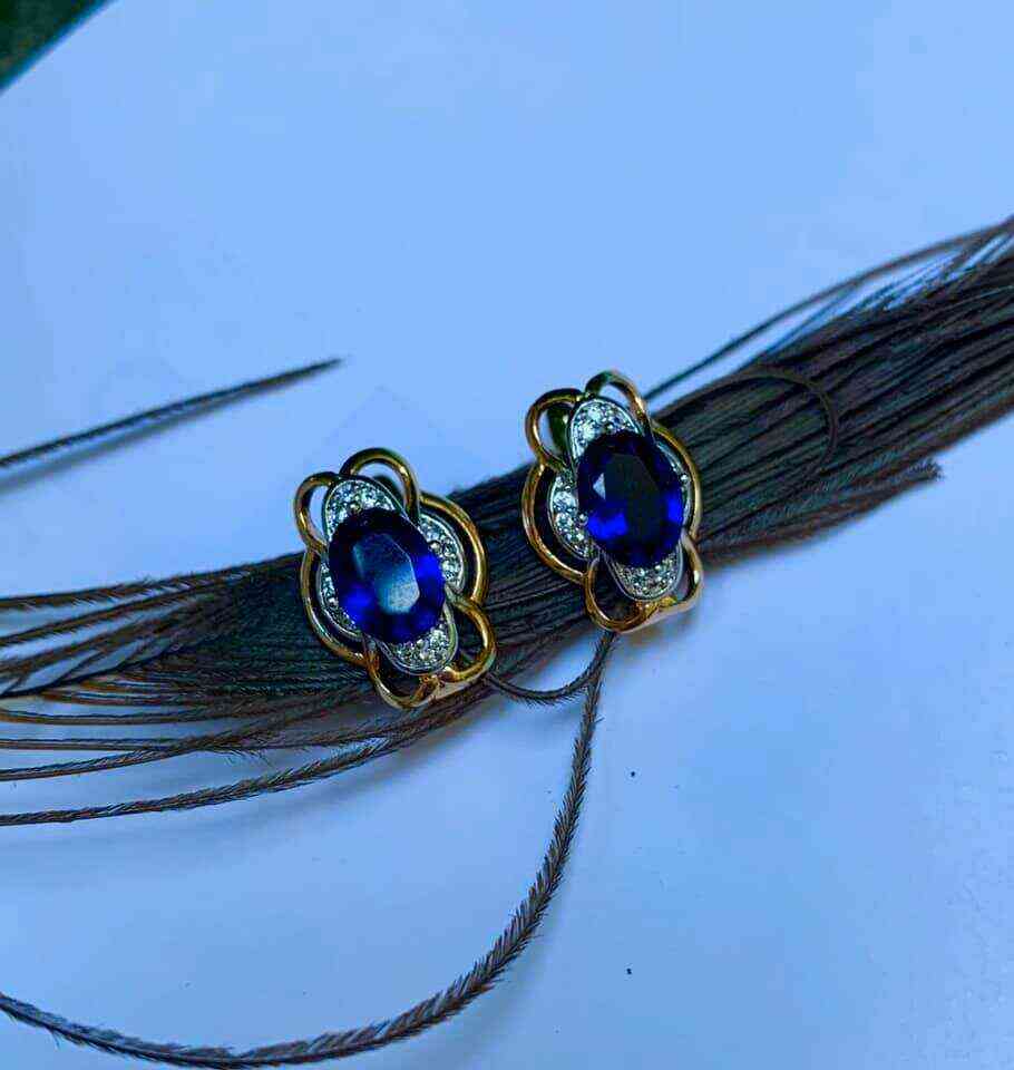 Сережки Русалонька, сині (код 0117) медзолото