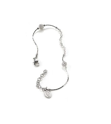 Срібний браслет вервиця з білими кристалами Swarovski (код RA 354 R) 17-20 см RA 354 R фото